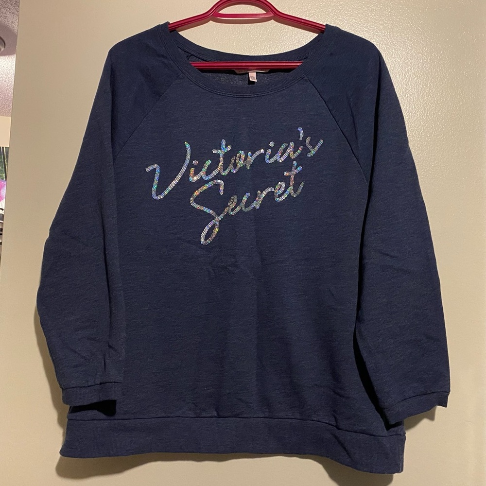 VICTORIA SECRET BLUE SEQUIN PULLOVER SWEATER